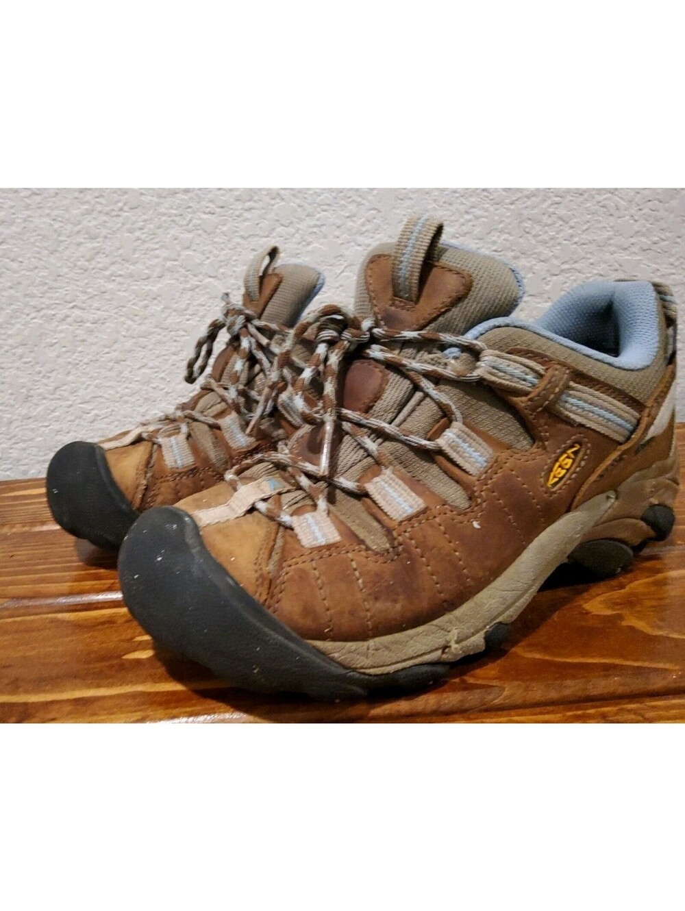 KEEN Boots Targhee II Waterproof Leather Hiking Boots Women's Sz 6.5 Brown/Blue